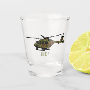 Legerhelikopter cartoon illustratie shot glas