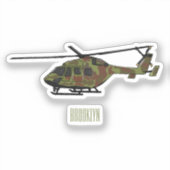 Legerhelikopter cartoon illustratie sticker (Voorkant)