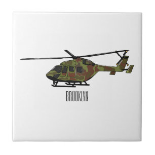 Legerhelikopter cartoon illustratie tegeltje