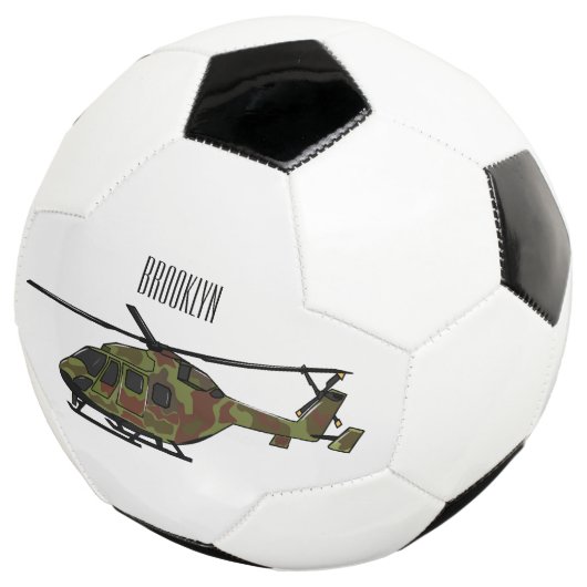 Legerhelikopter cartoon illustratie voetbal (Drie kwart)