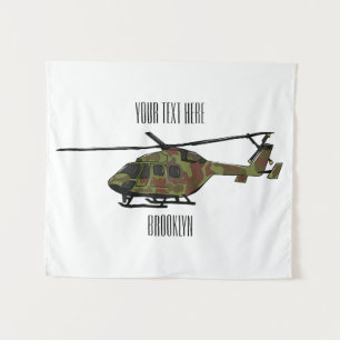 Legerhelikopter cartoon illustratie wandkleed