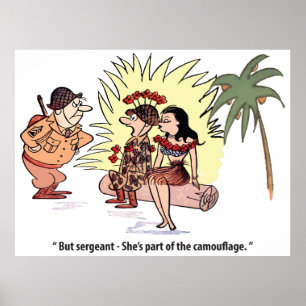 Legerhumor, Soldaat met mooie vrouw, Grappig Poster