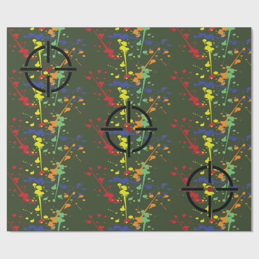 Legerpartij Groene Paintball Splatter Target Cadeaupapier (Vlak)