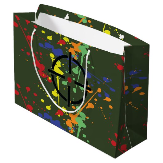 Legerpartij Groene Paintball Splatter Target Groot Cadeauzakje (Achterkant Gekanteld)