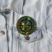 Legerpartij Groene Paintball Splatter Target Ronde Button 7,6 Cm (In situ)