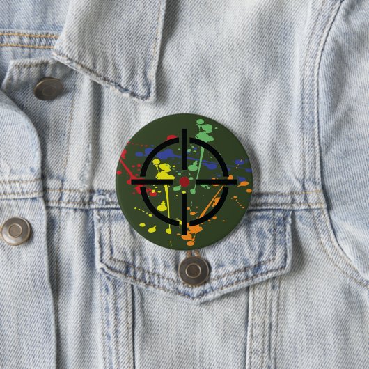 Legerpartij Groene Paintball Splatter Target Ronde Button 7,6 Cm (In situ)