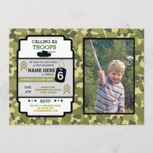 Legertroepen Foto Verjaardagsfeest Camo Militair Kaart