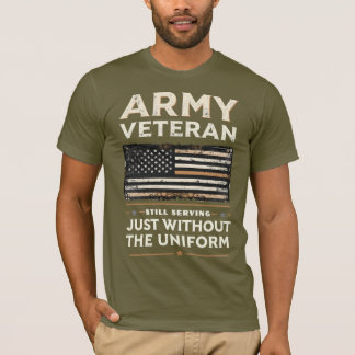 Legerveteraan die nog steeds dienst doet, alleen h t-shirt