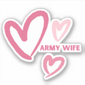 Legervrouw roze harten sticker (Voorkant)