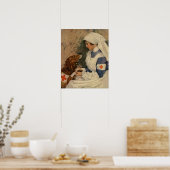 legerzuster met Golden Retriever WW1 Poster (Keuken)