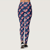 Legging à coeurs de drapeau américain rouge, blanc (Dos)