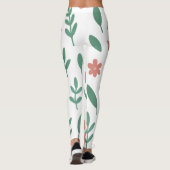 Legging à motif de feuille verte et de fleur rose (Dos)