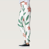 Legging à motif de feuille verte et de fleur rose (Gauche)