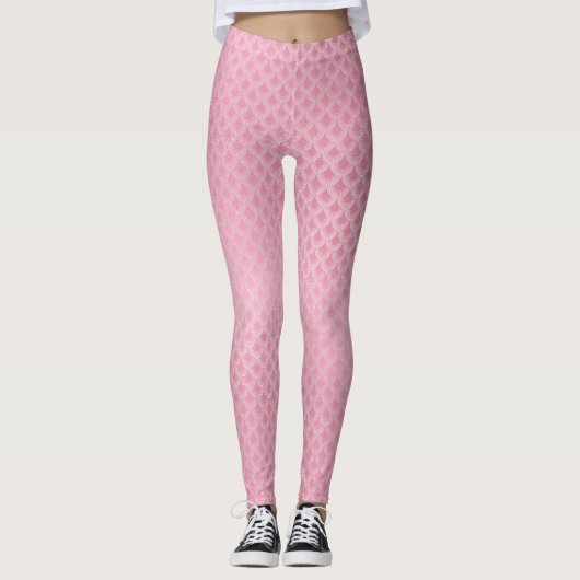 Legging à motif d'écailles de sirène rose (Devant)