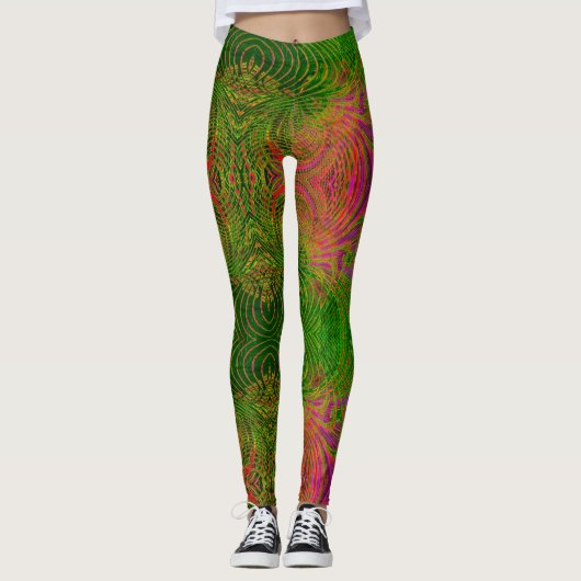 Legging à motif psychédélique rétro funky (Devant)