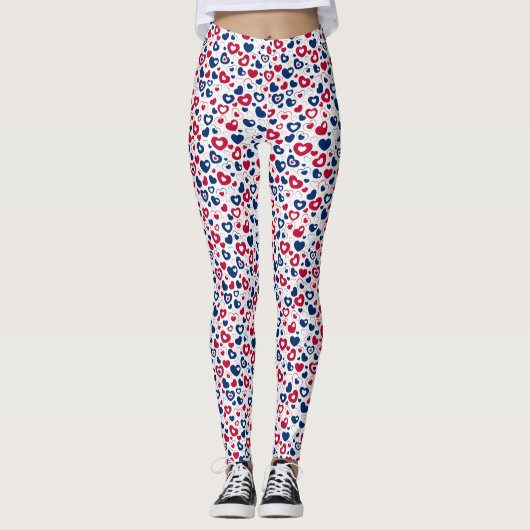 Legging à petits cœurs rouges et bleus (Devant)