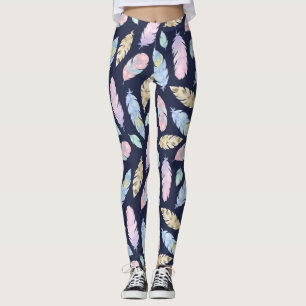 Legging à plumes pastel bohème