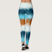 Legging à rayures bleues et marron aquarelle (Dos)