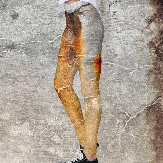 Legging abstrait gris et orange rouille