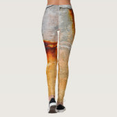 Legging abstrait gris et orange rouille (Dos)