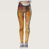 Legging abstrait gris et orange rouille (Devant)