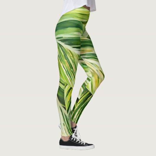 Legging Art Feuilles Tropicales Vertes (Droite)