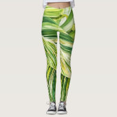 Legging Art Feuilles Tropicales Vertes (Devant)