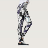 legging blanc à carreaux bleus adolescent (Droite)