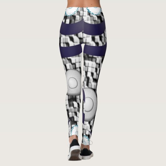 legging blanc à carreaux bleus adolescent (Dos)