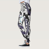 legging blanc à carreaux bleus adolescent (Gauche)