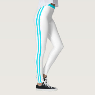 Legging Blanc avec Rayure Latérale Bleue Couleurs 