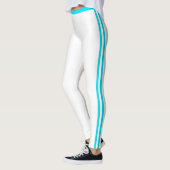 Legging Blanc avec Rayure Latérale Bleue Couleurs  (Gauche)