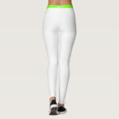 Legging blanc avec rayure latérale vert néon coule (Dos)