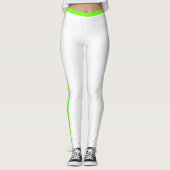 Legging blanc avec rayure latérale vert néon coule (Devant)
