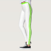 Legging blanc avec rayure latérale vert néon coule (Gauche)