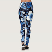 legging bleu à fleurs en velours (Dos)
