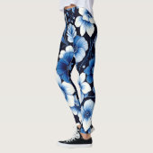 legging bleu à fleurs en velours (Gauche)