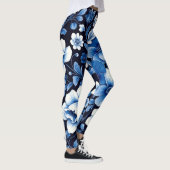 legging bleu à fleurs en velours (Droite)