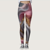 Legging doré en fluidité abstraite rose et grise (Devant)
