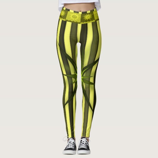 legging femme étoile rayée or jaune (Devant)