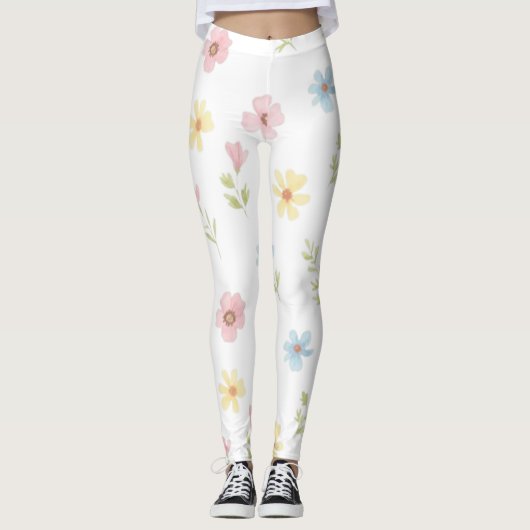 Legging Fleur pastel Aquarelle - Bohème Wildflowe (Devant)