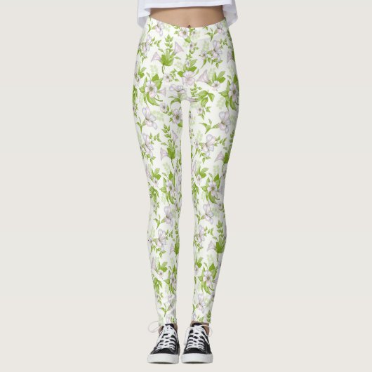 Legging Fleurie Violet et Vert (Devant)