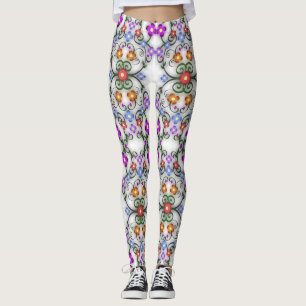 legging fleurs ornementales