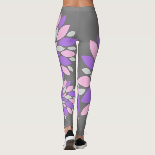 Legging Fleurs Violettes Couleurs Pastel (Dos)