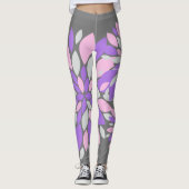 Legging Fleurs Violettes Couleurs Pastel (Devant)