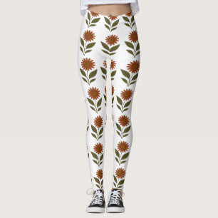 Legging Floral Orange Chaud