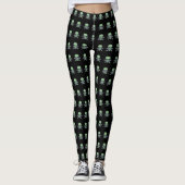 Legging Green Skull crânes noirs petits (Devant)