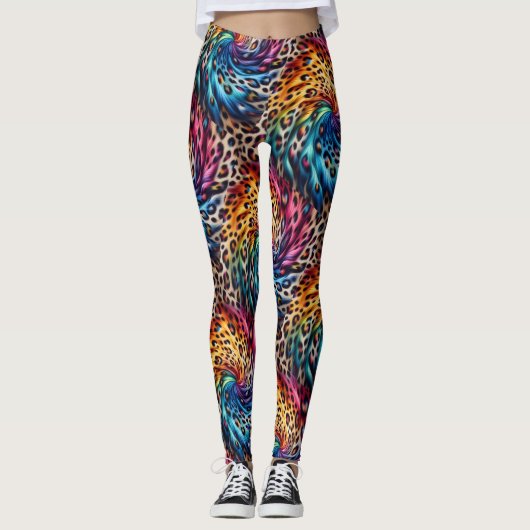 Legging imprimé léopard arc-en-ciel | Couleurs viv (Devant)