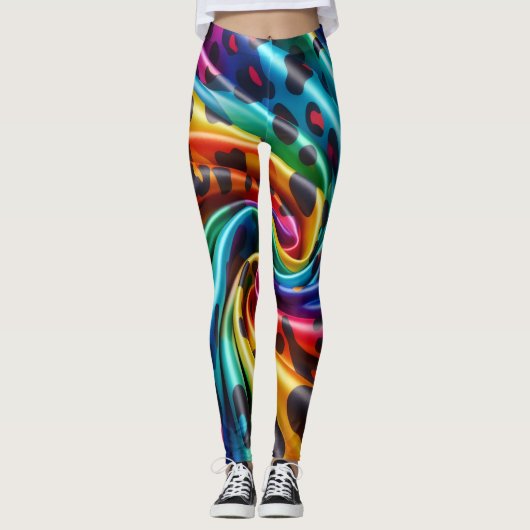 Legging imprimé léopard arc-en-ciel | Couleurs viv (Devant)
