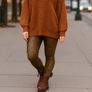 Legging imprimé motif peau de serpent marron